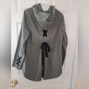 NWT Maurices Army Green Denim Jacket with Metal Hardware and Velvet Accent, M